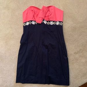 Lily Pulitzer Pink & Navy Strapless Dress